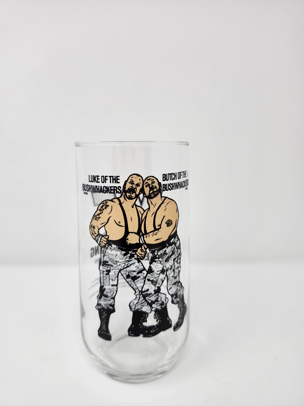 Vintage WWF Bushwhackers Glass | Luke & Butch Bushwhacker Wrestling Tumbler 1990
